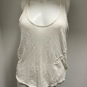 White free people tank top with lace detail